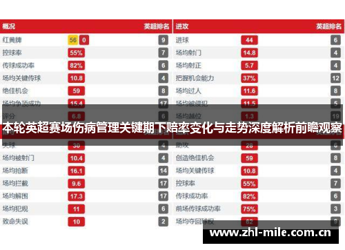 本轮英超赛场伤病管理关键期下赔率变化与走势深度解析前瞻观察 本轮英超赛场伤病管理关键期下赔率变化与走势深度解析前瞻观察